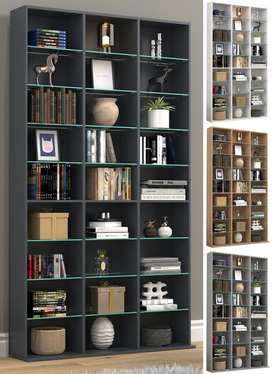 Holz CD DVD Standregal Bücherregal Regal Zilas XL
