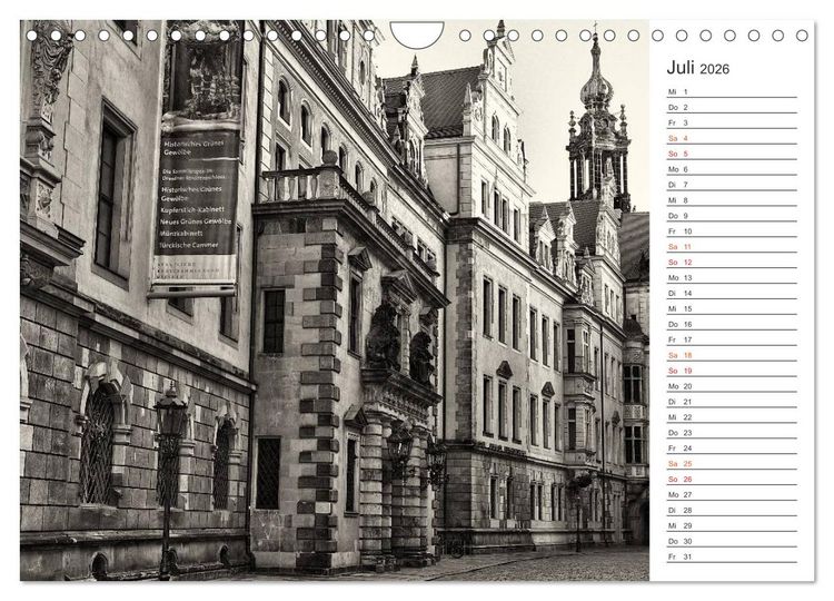 Produktbild: Dresden Schwarz-Wei&szlig; (Wandkalender 2026 DIN A4 quer), CALVENDO Monatskalender