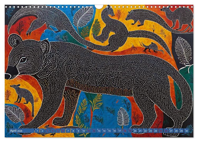 Produktbild: Traumzeit - KI-generierte Aborigine-Kunst aus dem Herzen Australiens (Wandkalender 2026 DIN A3 quer), CALVENDO Monatskalender