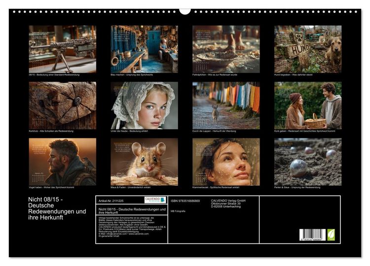 Produktbild: Nicht 08/15 - Deutsche Redewendungen und ihre Herkunft (Wandkalender 2026 DIN A2 quer), CALVENDO Monatskalender