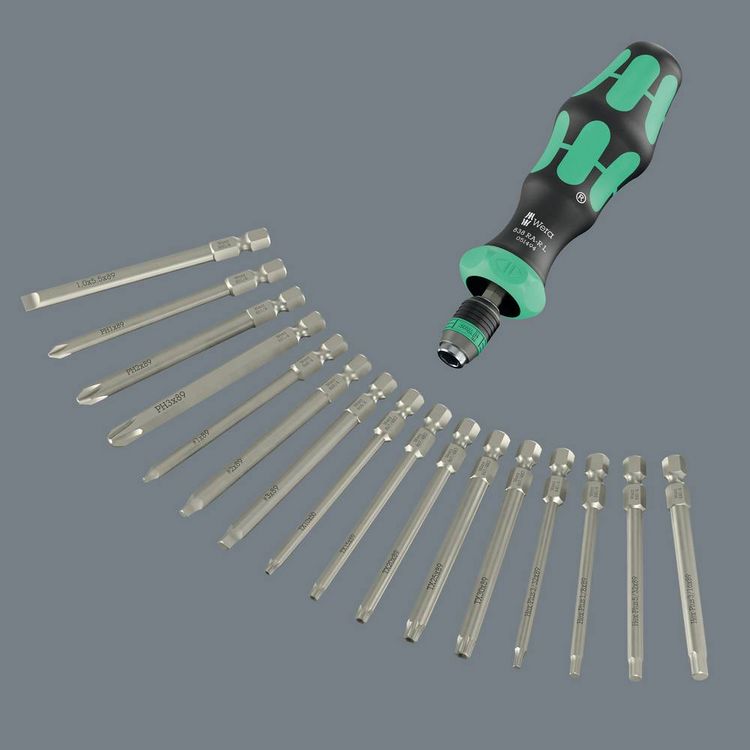 Produktbild: Wera Kompakt 60 RA-R Imperial 1 05051531001 Bit-Set Schlitz, Kreuzschlitz Phillips, Kreuzschlitz Pozidriv, TORX BO