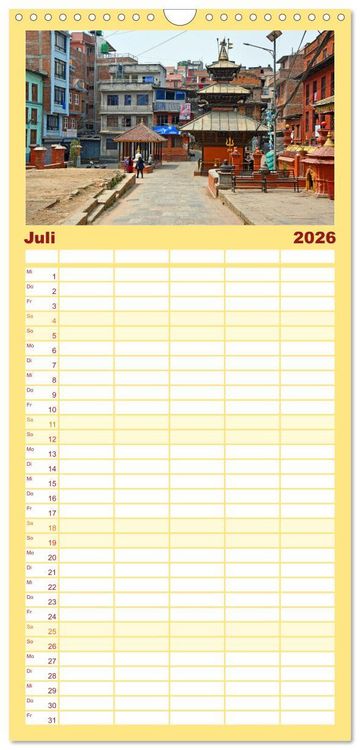 Produktbild: Familienplaner 2026 - Im Kathmandutal mit 5 Spalten (Wandkalender, 21 x 45 cm) CALVENDO