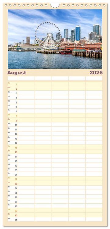 Produktbild: Familienplaner 2026 - SEATTLE Unvergessliche Tour durch die Stadt und das Umland mit 5 Spalten (Wandkalender, 21 x 45 cm) CALVENDO