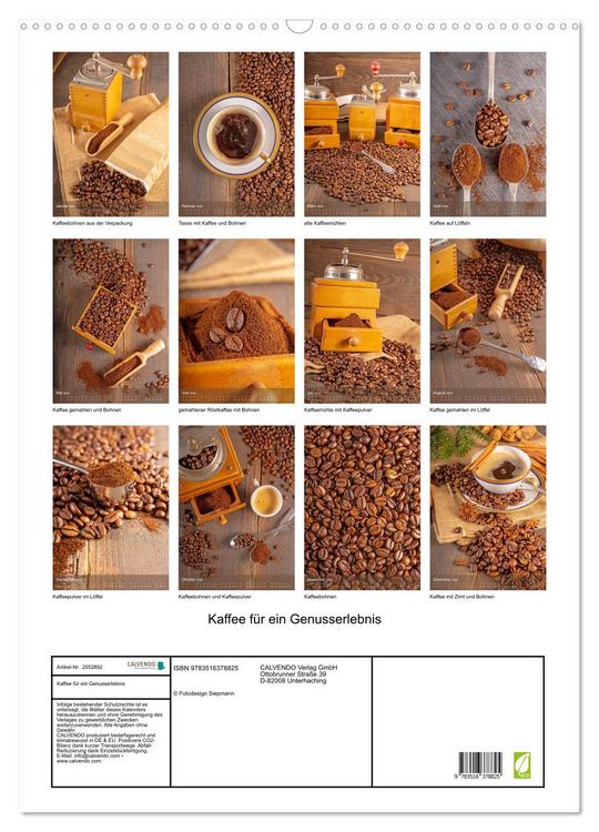 Produktbild: Kaffee f&uuml;r ein Genusserlebnis (Wandkalender 2026 DIN A2 hoch), CALVENDO Monatskalender