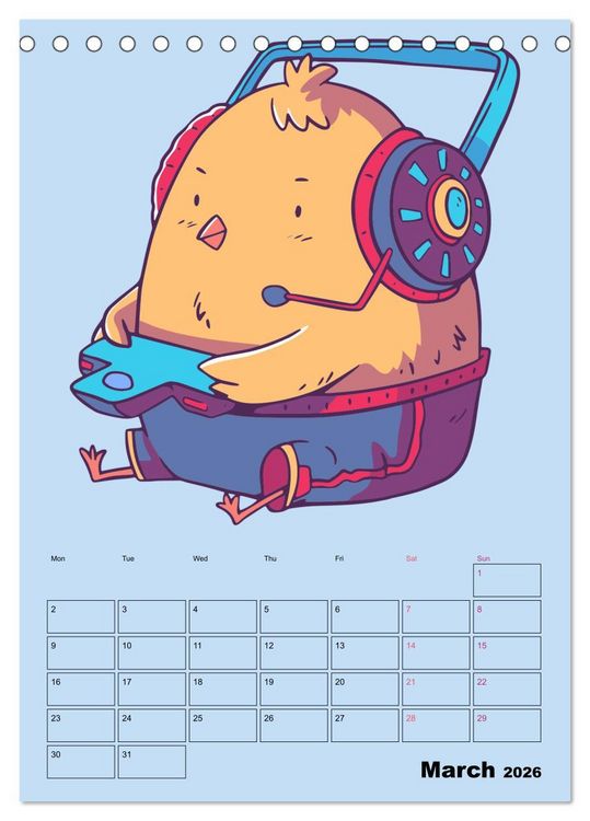 Produktbild: Funny Gamer Animals (Desk Calendar 2026 DIN A5 portrait), CALVENDO 12 Month DeskCalendar