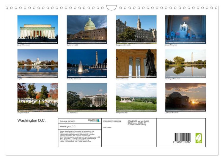 Produktbild: Washington D.C. (Wandkalender 2026 DIN A3 quer), CALVENDO Monatskalender