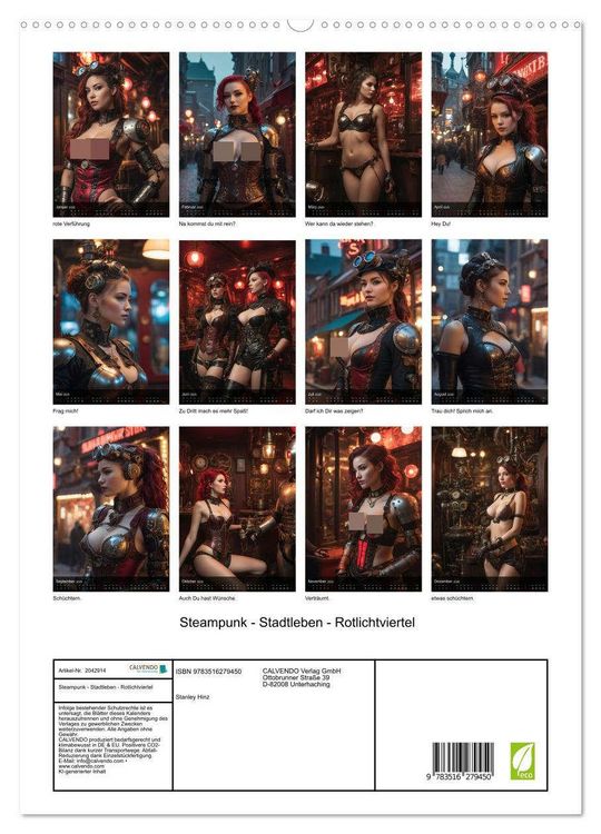 Produktbild: Steampunk - Stadtleben - Rotlichtviertel (hochwertiger Premium Wandkalender 2026 DIN A2 hoch), Kunstdruck in Hochglanz