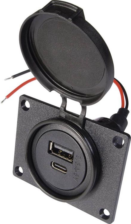 Produktbild: ProCar Power USB C/A Doppelsteckdose Belastbarkeit Strom max.=3.6A 12 V, 24V