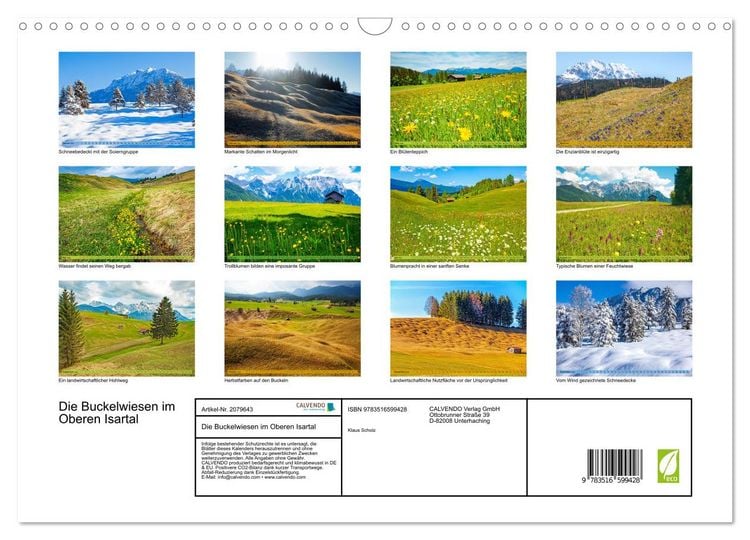 Produktbild: Die Buckelwiesen im Oberen Isartal (Wandkalender 2026 DIN A3 quer), CALVENDO Monatskalender