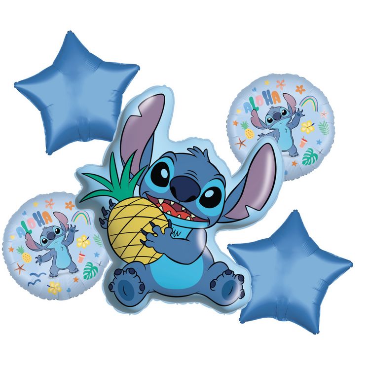 Produktbild: Folienballon Bouquet Disney Stitch Pineapple Bouquet 76x88cm und 3x&Oslash;46cm 5 Ballons