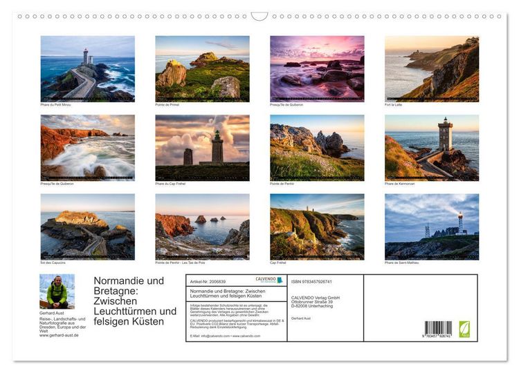 Produktbild: Normandie und Bretagne: Zwischen Leuchtt&uuml;rmen und felsigen K&uuml;sten (Wandkalender 2026 DIN A2 quer), CALVENDO Monatskalender