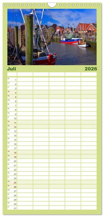 Produktbild: Familienplaner 2026 - Neuharlingersiel - Ostfrieslands sch&ouml;nstes Hafenst&auml;dtchen mit 5 Spalten (Wandkalender, 21 x 45 cm) CALVENDO