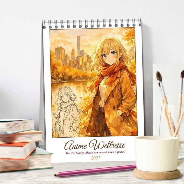 Produktbild: Anime Weltreise (Tischkalender 2027 DIN A5 hoch), CALVENDO Monatskalender