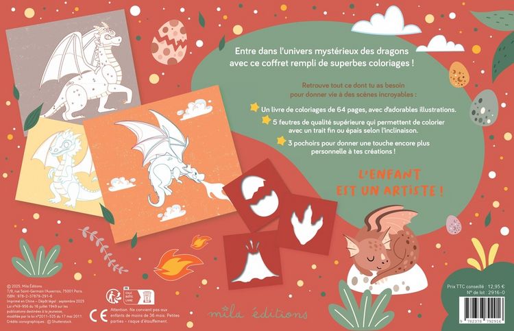 Produktbild: Mon coffret cr&eacute;atif dragons &agrave; colorier