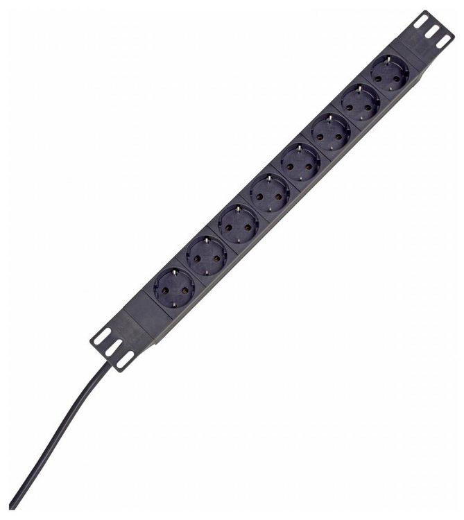 Produktbild: Kopp 930805014 Steckdosenleiste 19 Zoll 8fach Schwarz Schutzkontakt 1St.