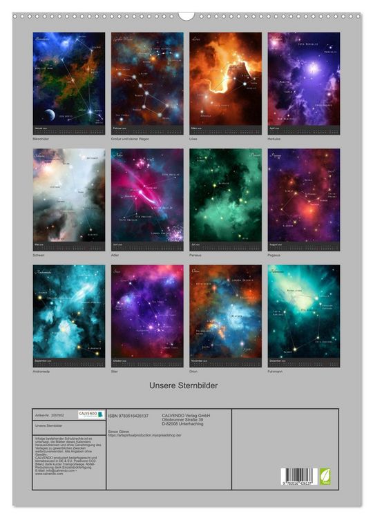 Produktbild: Unsere Sternbilder (Wandkalender 2026 DIN A2 hoch), CALVENDO Monatskalender