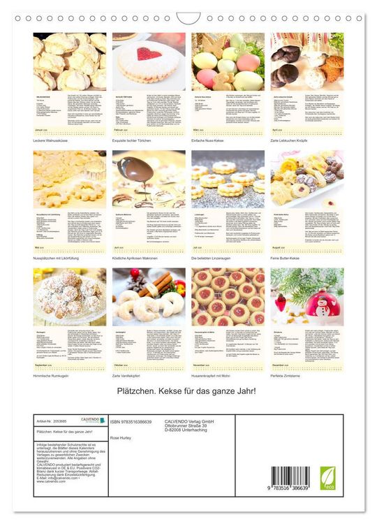 Produktbild: Pl&auml;tzchen. Kekse f&uuml;r das ganze Jahr! (Wandkalender 2026 DIN A3 hoch), CALVENDO Monatskalender