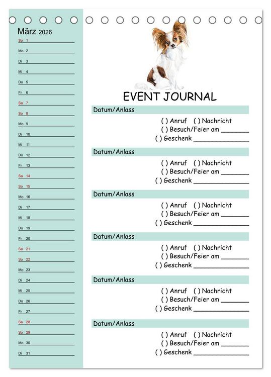 Produktbild: B-DAY PLANER - Aquarell Hunderassen - F&uuml;r Termine, Geschenke, Eventdetails & mehr (Tischkalender 2026 DIN A5 hoch), CALVENDO Monatskalender