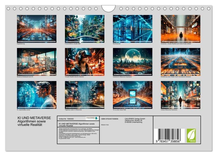 Produktbild: KI UND METAVERSE Algorithmen sowie virtuelle Realit&auml;t (Wandkalender 2026 DIN A4 quer), CALVENDO Monatskalender