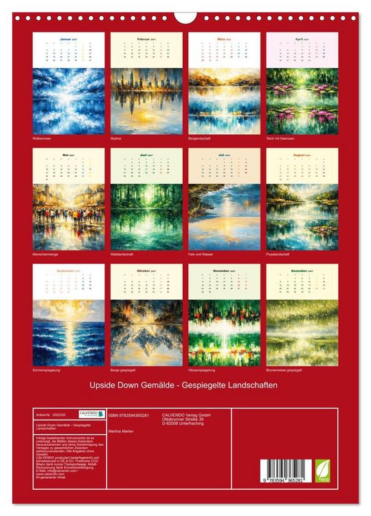 Produktbild: Upside Down Gem&auml;lde - Gespiegelte Landschaften (Wandkalender 2027 DIN A3 hoch), CALVENDO Monatskalender