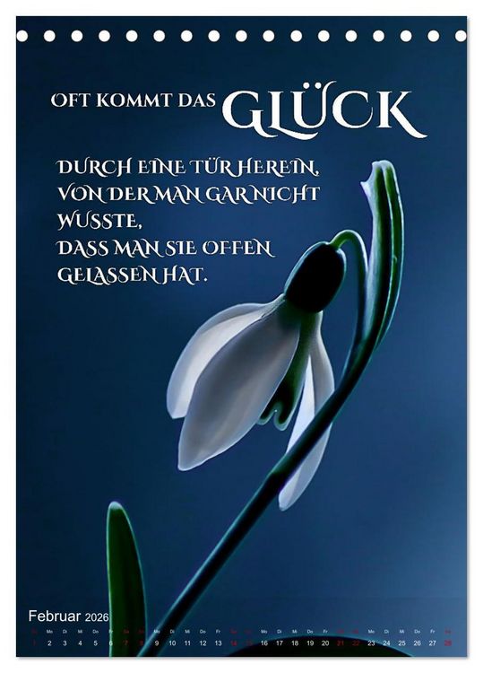 Produktbild: ICH W&Uuml;NSCHE DIR GL&Uuml;CK - 12 Monate mit inspirierenden Gl&uuml;ckszitaten (Tischkalender 2026 DIN A5 hoch), CALVENDO Monatskalender