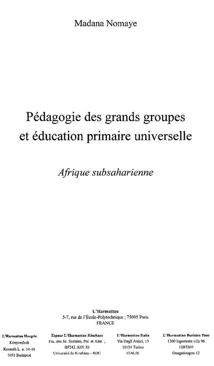 Produktbild: Pedagogie des grands groupes et education primaire universe
