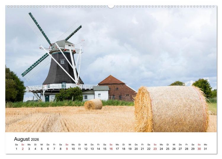 Produktbild: Ostfriesische M&uuml;hlenlandschaft (Wandkalender 2026 DIN A2 quer), CALVENDO Monatskalender