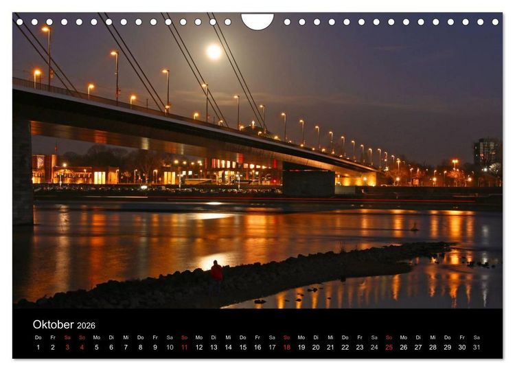Produktbild: D&uuml;sseldorf Abendstimmungen und Nachtansichten (Wandkalender 2026 DIN A4 quer), CALVENDO Monatskalender