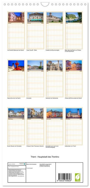 Produktbild: Familienplaner 2026 - Trient - Hauptstadt des Trentino mit 5 Spalten (Wandkalender, 21 x 45 cm) CALVENDO