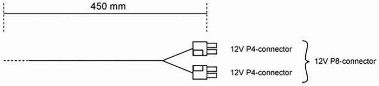 Produktbild: BeQuiet Computer, Strom Kabel [1x ATX-Stecker 8pol. (4+4) - 1x ATX-Stecker 8pol. (4+4)] 0.45 m Schwarz