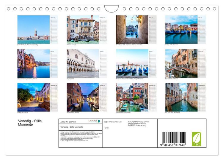 Produktbild: Venedig - Stille Momente (Wandkalender 2026 DIN A4 quer), CALVENDO Monatskalender