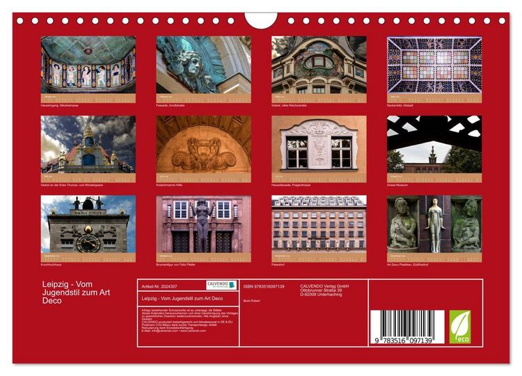 Produktbild: Leipzig - Vom Jugendstil zum Art Deco (Wandkalender 2026 DIN A4 quer), CALVENDO Monatskalender