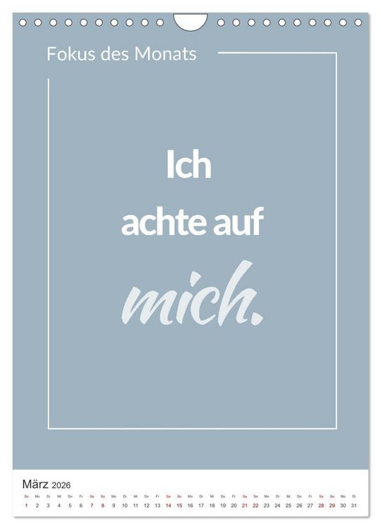 Produktbild: Achtsamkeitskalender: Mehr Achtsamkeit im Alltag mit dem Fokus des Monats (Wandkalender 2026 DIN A4 hoch), CALVENDO Monatskalender