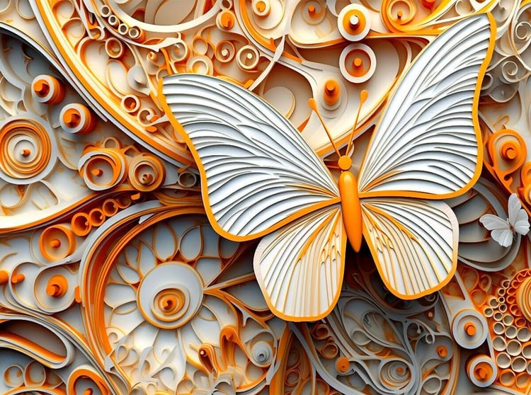 Produktbild: CALVENDO Puzzle Orange wei&szlig;er Schmetterling als Relief | 2000 Teile Lege-Gr&ouml;&szlig;e 90x67cm Foto-Puzzle f&uuml;r gl&uuml;ckliche Stunden