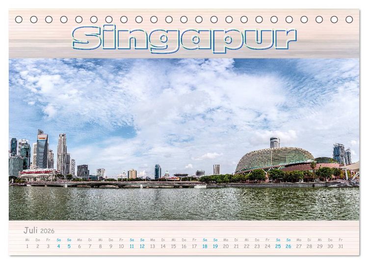 Produktbild: Singapur als Panorama (Tischkalender 2026 DIN A5 quer), CALVENDO Monatskalender