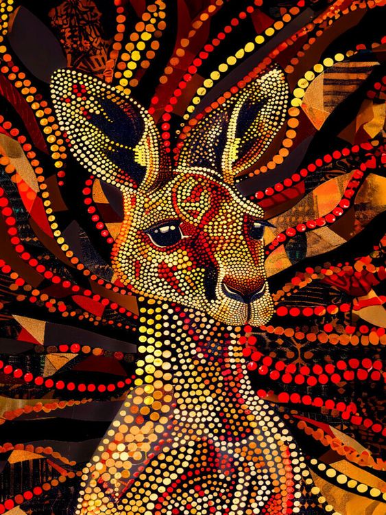 Produktbild: CALVENDO Puzzle K&auml;nguru im Stile der Aborigine-Kunst | 1000 Teile Lege-Gr&ouml;&szlig;e 64x48cm Foto-Puzzle f&uuml;r gl&uuml;ckliche Stunden