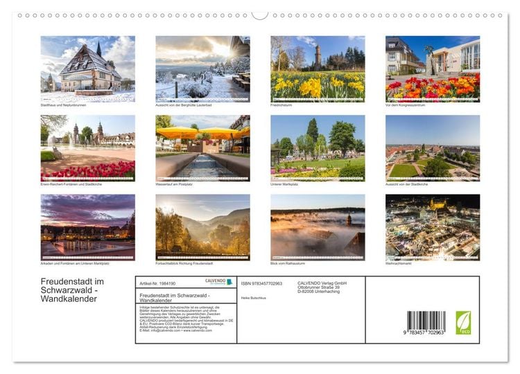 Produktbild: Freudenstadt im Schwarzwald - Wandkalender (hochwertiger Premium Wandkalender 2026 DIN A2 quer), Kunstdruck in Hochglanz