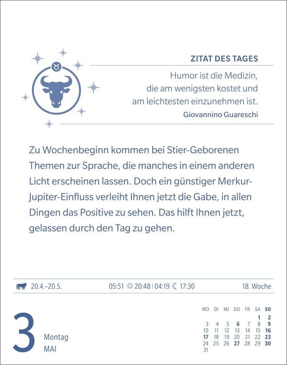 Produktbild: Stier Sternzeichenkalender 2027 - Tagesabrei&szlig;kalender - Ihr Horoskop f&uuml;r jeden Tag