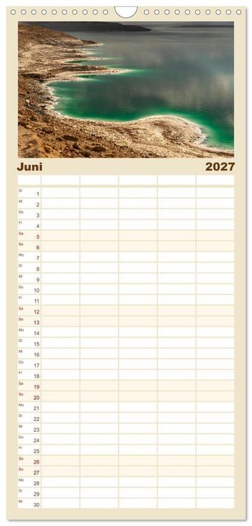 Produktbild: Familienplaner 2027 - Jordanien Sand, Stein und Salz mit 5 Spalten (Wandkalender, 21 x 45 cm) CALVENDO