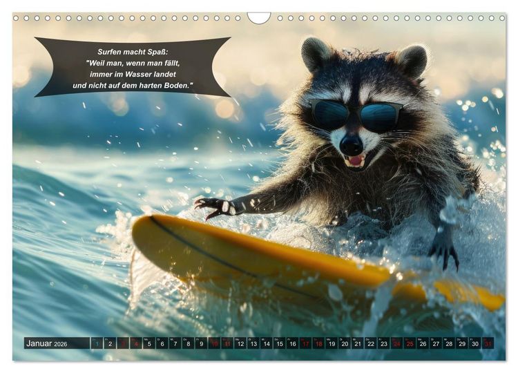 Produktbild: Der tierisch lustige Surfkalender (Wandkalender 2026 DIN A3 quer), CALVENDO Monatskalender