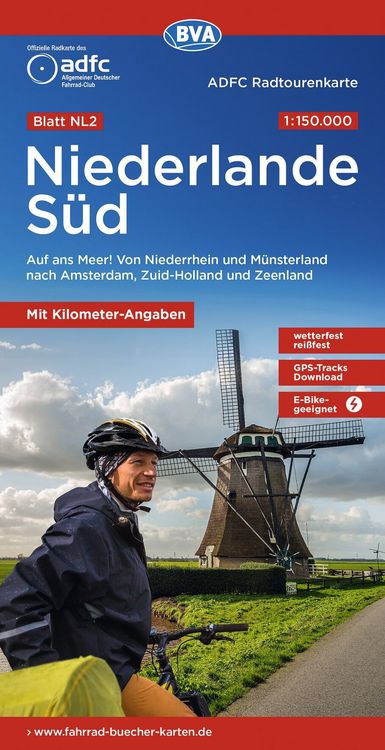 Produktbild: BVA ADFC Radtourenkarte Niederlande S&uuml;d, mit Knotenpunkten 1:150.000