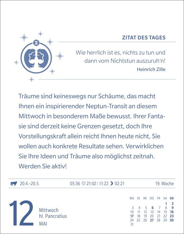 Produktbild: Zwillinge Sternzeichenkalender 2027 - Tagesabrei&szlig;kalender - Ihr Horoskop f&uuml;r jeden Tag