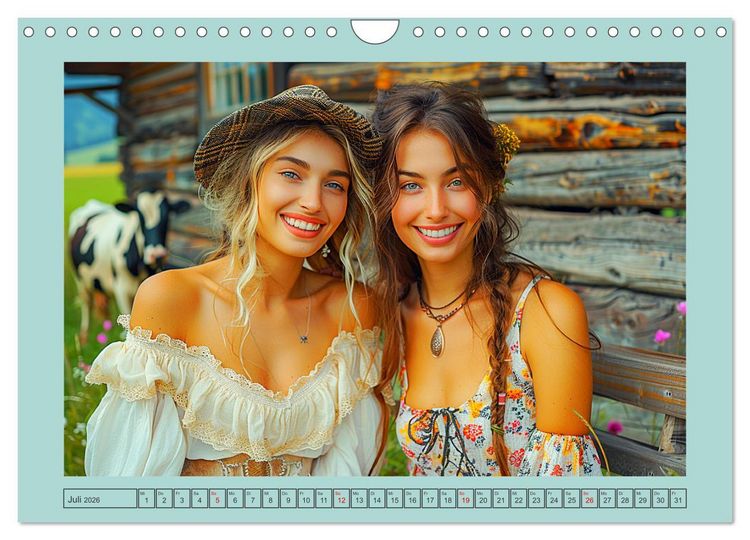 Produktbild: Almwiesenm&auml;rchen. Zauberhafte Frauen und gute Laune in den Bergen (Wandkalender 2026 DIN A4 quer), CALVENDO Monatskalender