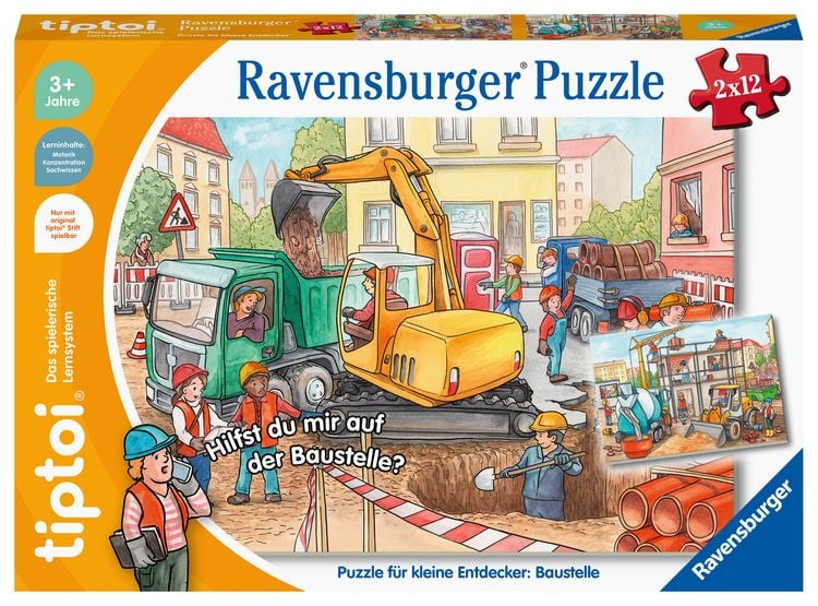 Produktbild: tiptoi&reg; Puzzle f&uuml;r kleine Entdecker: Baustelle - 2x12 Teile