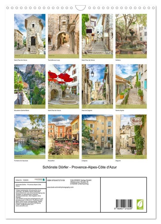 Produktbild: Sch&ouml;nste D&ouml;rfer - Provence-Alpes-C&ocirc;te d'Azur (Wandkalender 2026 DIN A3 hoch), CALVENDO Monatskalender