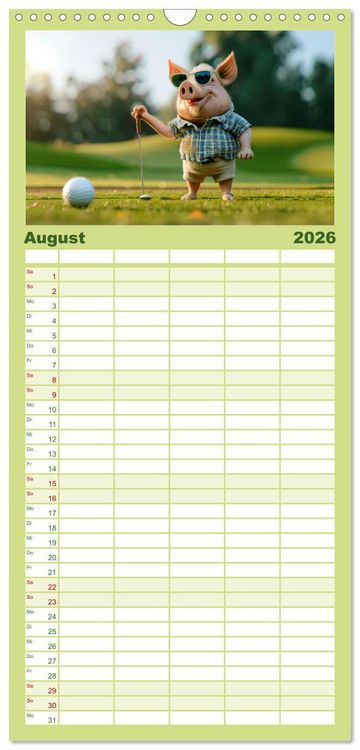 Produktbild: Familienplaner 2026 - Der tierisch lustige Golfkalender mit 5 Spalten (Wandkalender, 21 x 45 cm) CALVENDO