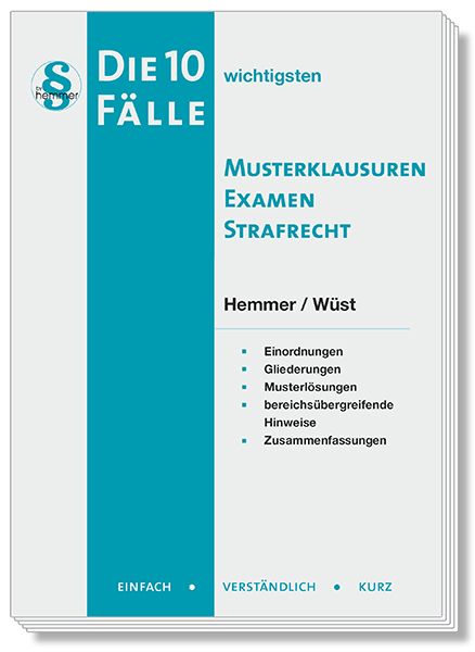 Produktbild: Die 10 wichtigsten F&auml;lle Musterklausuren Examen Strafrecht
