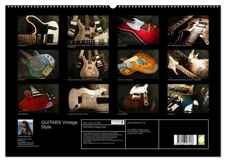 Produktbild: GUITARS Vintage Style (High Quality Premium Wall Calendar 2026 DIN A2 landscape),CALVENDO 12 Month Wall Calendar