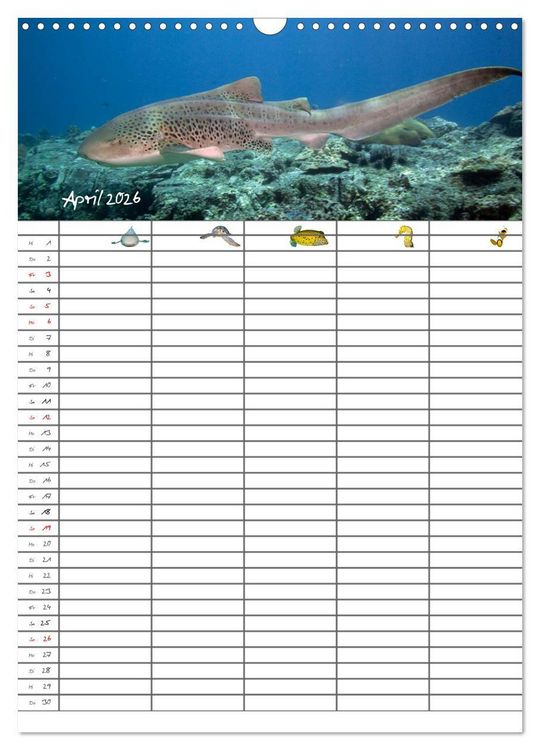 Produktbild: Der Unterwasser Familienplaner 2026 (Wandkalender 2026 DIN A3 hoch), CALVENDO Monatskalender