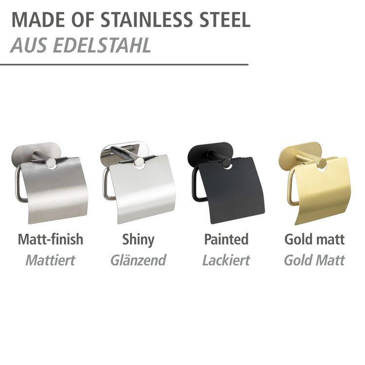 Produktbild: Turbo-Loc&reg; Toilettenpapierhalter mit Deckel Mod. Orea Gold Matt, Befestigen ohne bohren